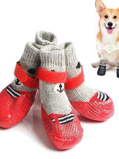 Pet Outdoor Waterproof Anti Slip Rain Shoes (2Pairs)