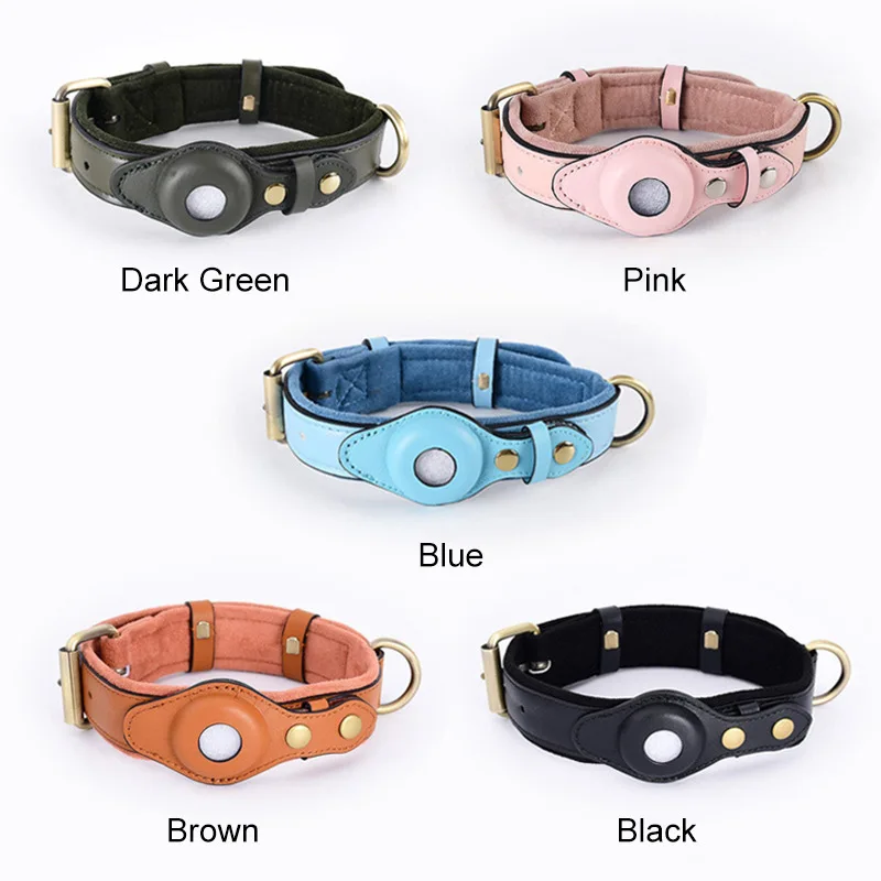 New Leather Anti-Lost Dog Collar With Airtag Holder For The Apple Airtag Heavy Duty Anti Lost Positioning Collar Dog Accessories - Image 5