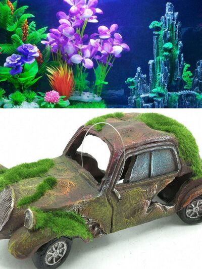 Moss Vintage Old Car Aquarium Decoration