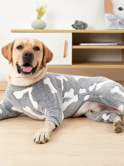 Four Legs Dog Pajamas Puppy Fleece Winter Warm Dog Jumpsuit Cute Pet Clothes Onesies For Medium Large Dogs Labrador Coat
