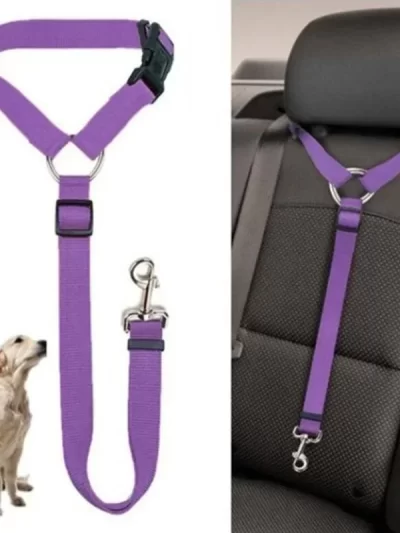 Solid Color Two-in-one Pet Car Seat Belt Nylon Lead Leash Backseat Safety Belt Adjustable Dogs or 
Cats that attaches to Harness Collar Pet Accessories