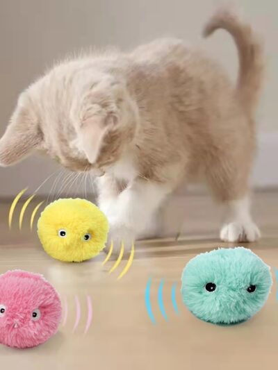 Smart Cat Toys Interactive Ball Plush Electric Catnip Training Toy Kitten Touch Sounding Pet Product Squeak Toy Ball Cat Supplie